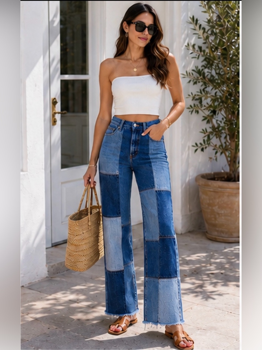 NWT Re/Done X Levi’s Amina Muaddi Patchwork Jean Indigo Size 26